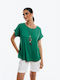 Secret Fashion Women's Blouse Short Sleeve Green