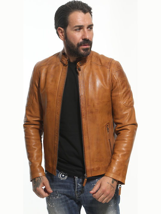 Δερμάτινο Μπουφάν Biker Καφέ