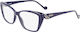 Liu Jo Women's Acetate Cat Eye Blue Prescription Eyeglass Frame LJ2756-400