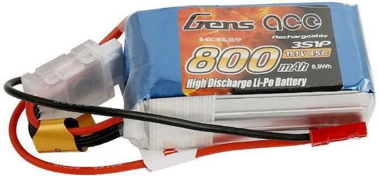 Gens Ace Ace Classic Батерия Li-Po 11.1V 800mAh 45C 3S за RC Превозно Средство 2 Бройки