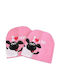 Kids Beanies Set Knitted Pink 2pcs
