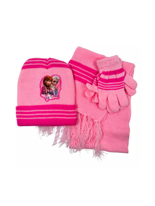 Bode Kids Beanie Set with Scarf & Gloves Knitted Fuchsia