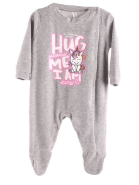 Dreams by Joyce Einhorn Baby-Strampler Samt Grau