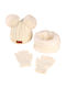 Kids Beanie Set with Scarf & Gloves Knitted White