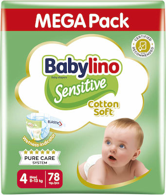 Babylino Sensitive Cotton Soft Mega Pack Πάνες με Αυτοκόλλητο No. 4 για 8-13kg 78τμχ