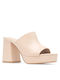 Mules mit Chunky Hoch Absatz in Beige Farbe