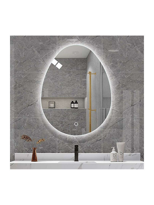 Gloria Oscar Οβάλ Καθρέπτης Μπάνιου Led 60x80cm Λευκός