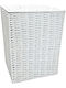 TnS Wicker Laundry Basket with Lid 40x28x55cm White