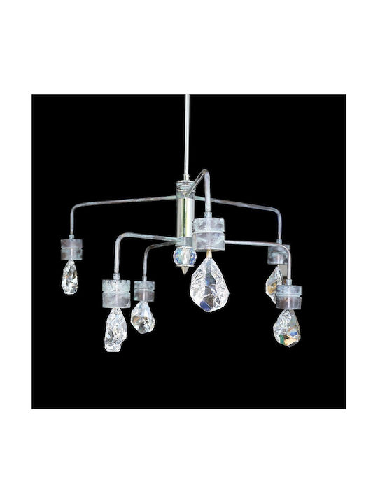 DITS Lighting Висящо Осветително Тяло Сив с кристали