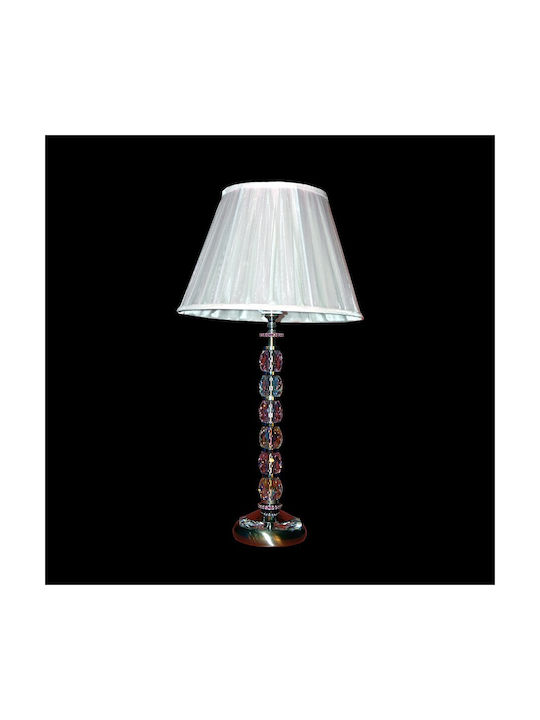 DITS Lighting Crystal Table Lamp with White Shade and Silver Base