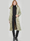 Lang Damen Puffer Jacke für Winter Khaki