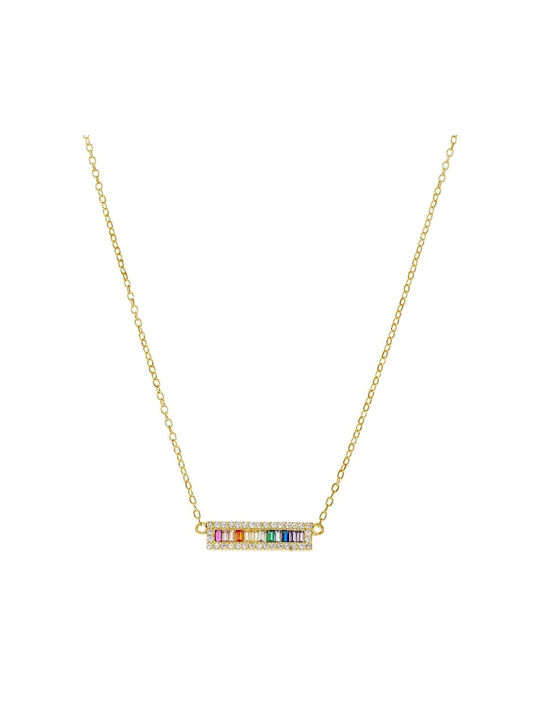 Vogue Necklace from Gold Plated Silver with Zircon