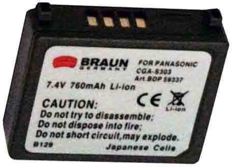 Braun Phototechnik Μπαταρία Φωτογραφικής Μηχανής 59337 Ιόντων-Λιθίου (Li-ion) 760mAh Συμβατή με Panasonic