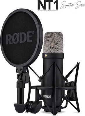 Rode Condenser (Large Diaphragm) XLR Microphone NT1 5th Generation Signature Series Shock Mounted/Clip On Mounting for Studio