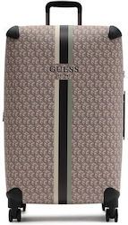 Guess Tws745 Μεγάλη Βαλίτσα Ταξιδιού Σκληρή Μπεζ με 4 Ρόδες