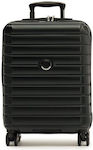 Delsey Cabin Travel Suitcase Hard Black with 4 Wheels