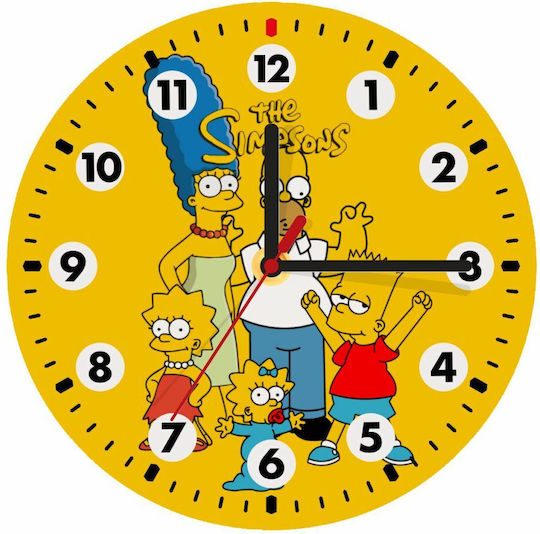 Koupakoupa Simpsos Wanduhr Hölzernes Gelb Ø19cm