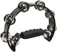 Black Plastic Hand Tambourine with Double Row Jingles