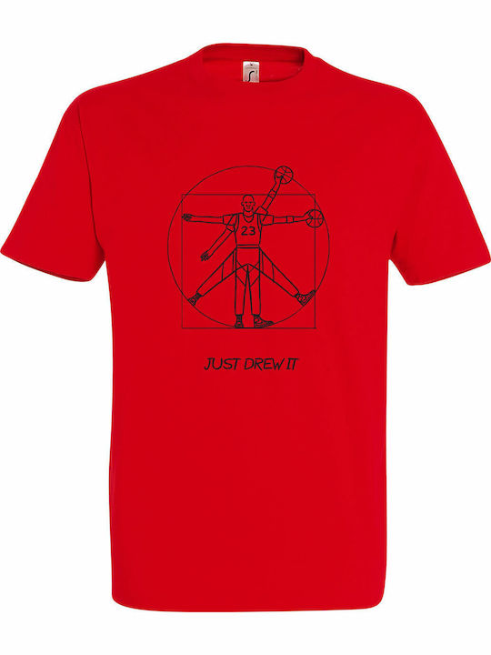 Just Drew it, Jordan T-shirt Κόκκινο Βαμβακερό