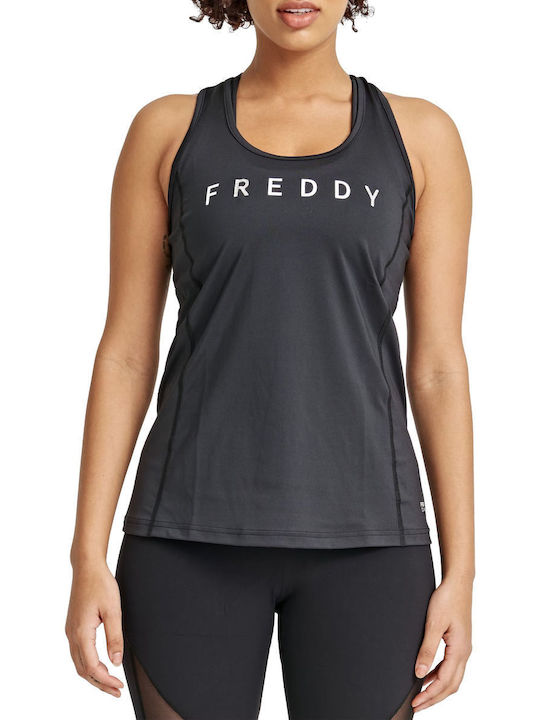 Freddy Eco-friendly Damen Sportliches Bluse Ärmellos Schwarz