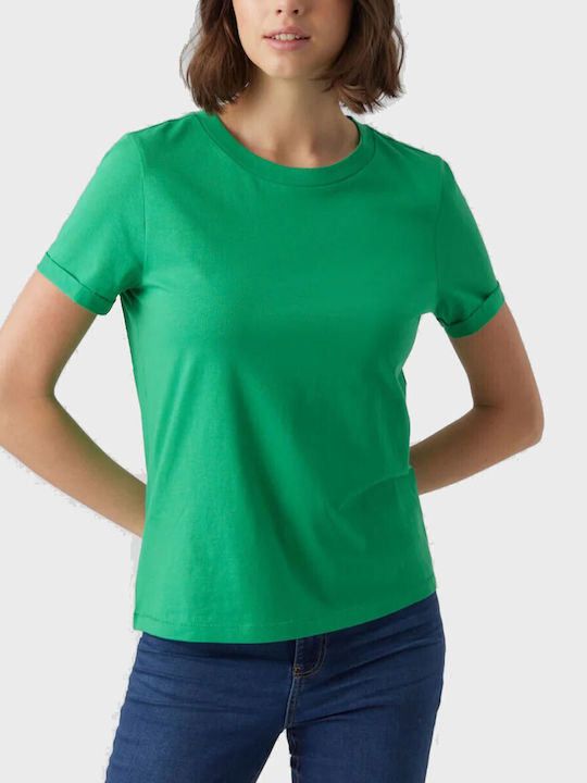 Vero Moda Γυναικεία Μπλούζα Κοντομάνικη Πράσινη