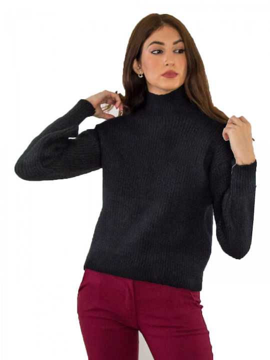 Huxley & Grace Damen Langarm Pullover Rollkragen Schwarz