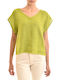 Blouse-lime Γυναικεία Καλοκαιρινή Μπλούζα Λινή Κοντομάνικη Πράσινη