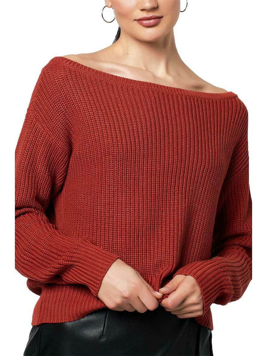 Rut & Circle Women's Long Sleeve Sweater Cotton Red