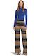 Dama Tesatura Pantaloni cu Elastic Cu dungi Multicolor