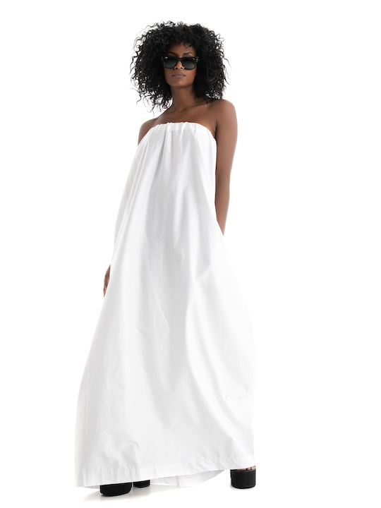 Collectiva Noir Sommer Midi Kleid WHITE CNA18WA23POP