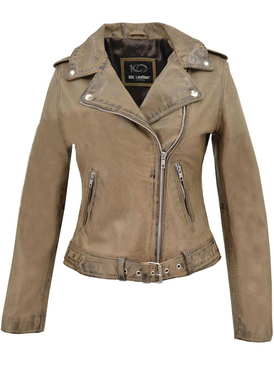 Dermatina 100 Women's Short Biker Leather Jacke...