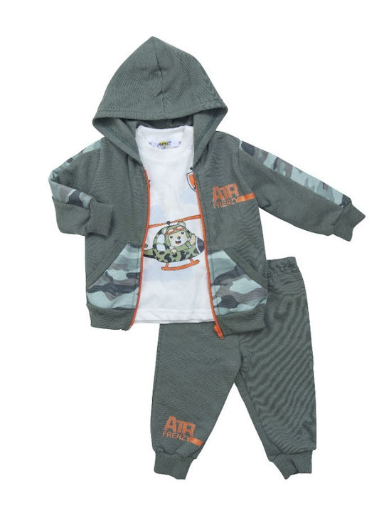 Frenzy Kids Sweatpants Set Khaki 3pcs