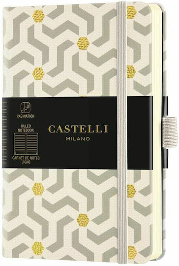 Castelli Notizbuch A6 Geregelt mit Gummiband und Stifthalter Beige