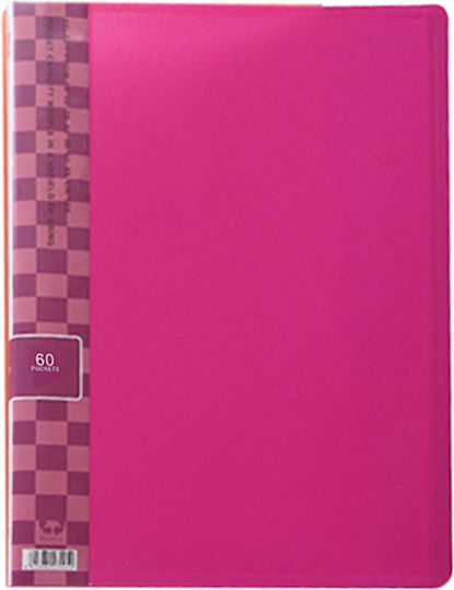 Sunfull Clipboard Flexible with 60 plastic sleeves Slides for Paper A4 Fuchsia 1pcs