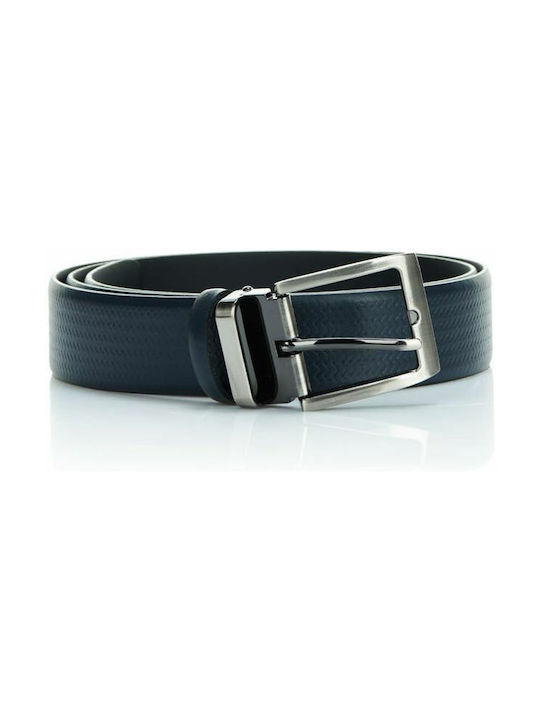 Venturi Box Men's Leather Belt Navy Blue