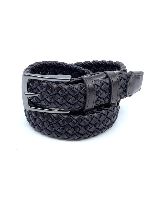 Legend Accessories Men's Knitted Leather Belt Navy Blue