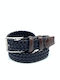 Men's Belt Leather Knitted Blue with Brown