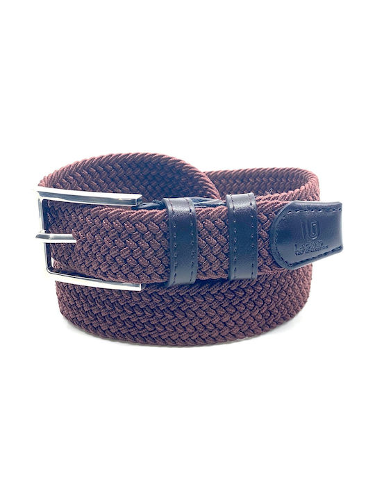 Legend Accessories Men's Knitted Leather Elastic Belt Brown