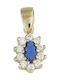 Kontopoulos Gold Stone Charm with Blue Zircon 14K