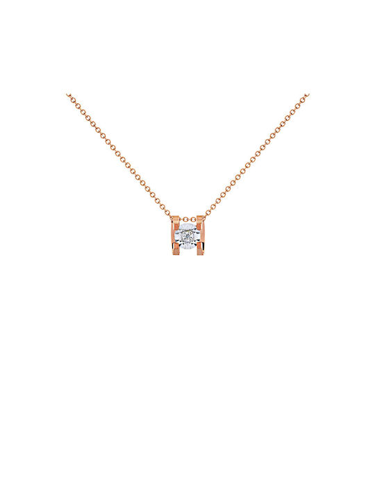 Necklace with Pink Gold Plating with Diamond