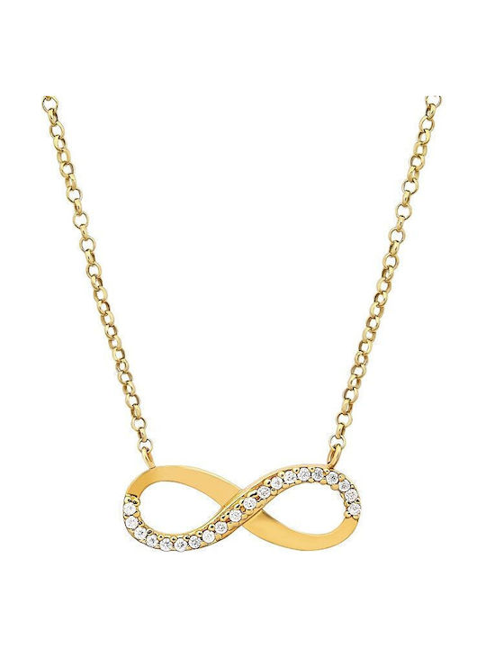 Necklace Infinity from Gold 9 K with Zircon