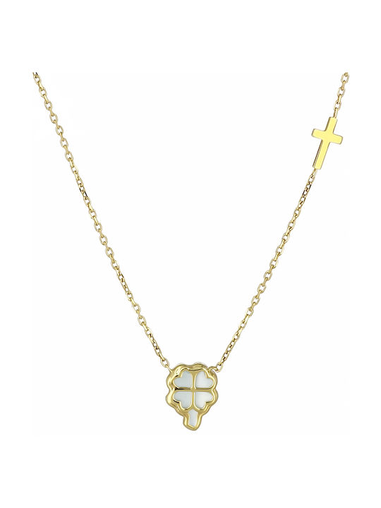Halskette mit Design Blume aus Gold 9 K