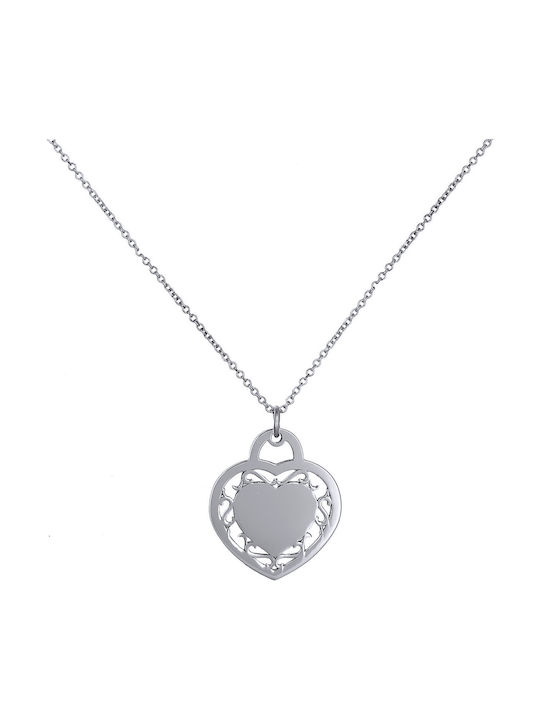 Halskette mit Design Herz aus Silber