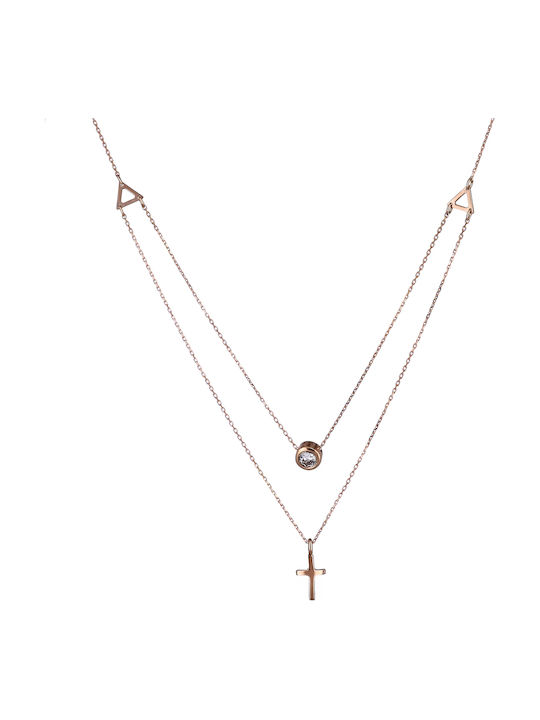 Necklace from Rose Gold 14K with Zircon