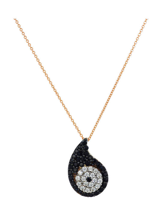 Necklace Eye from Gold 14K with Zircon