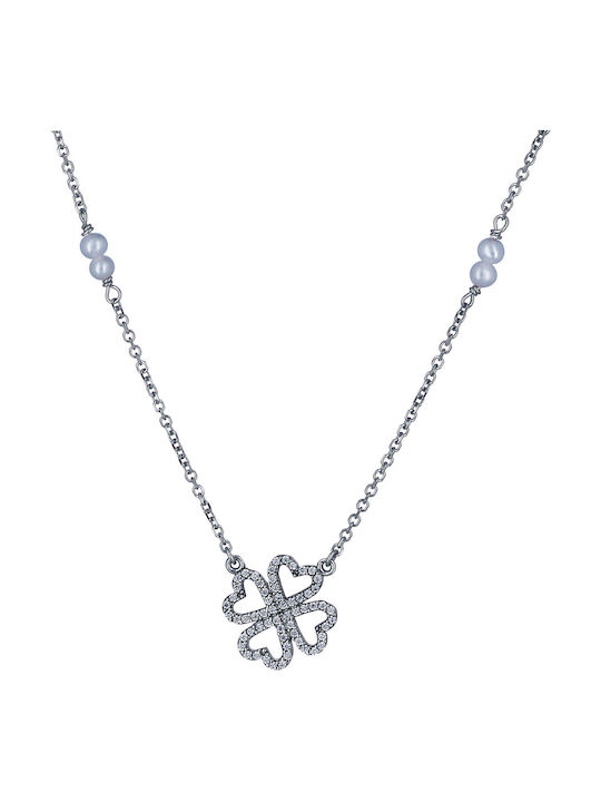 Necklace from White Gold 14K with Zircon