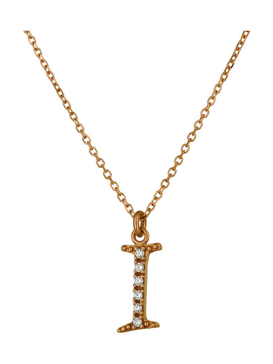 Necklace Monogram from Rose Gold 14K with Zircon