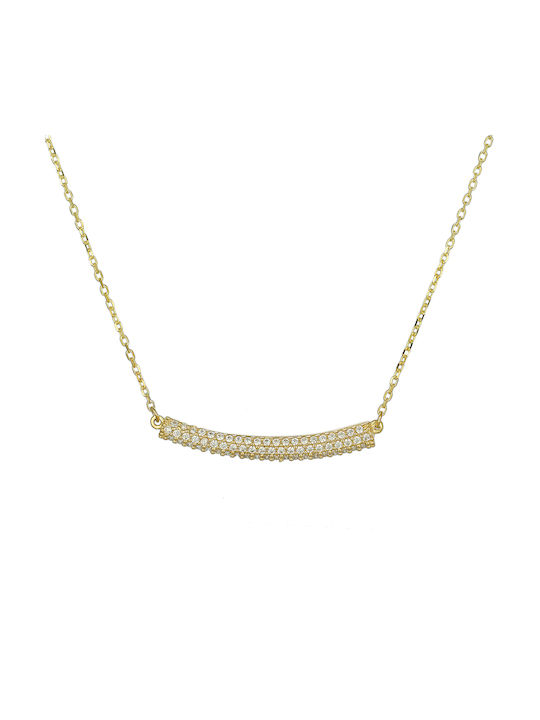 Necklace from Gold Plated Silver with Zircon