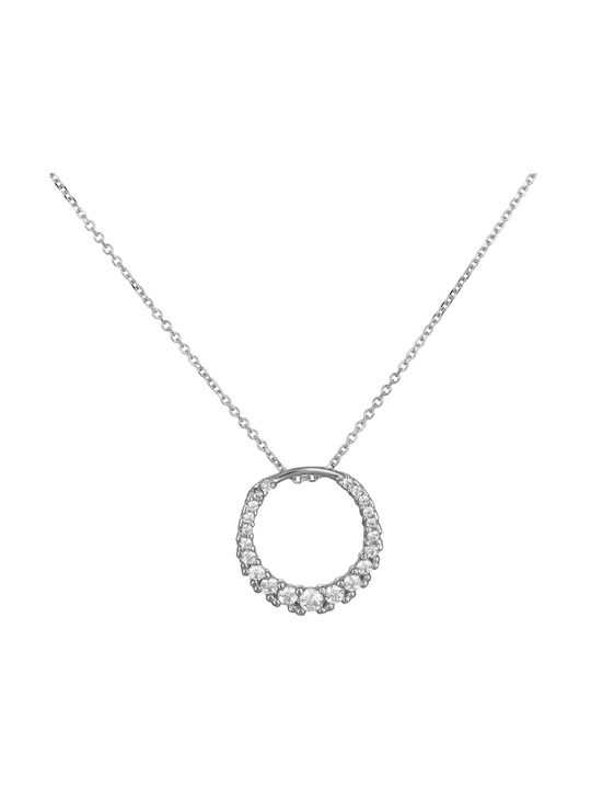 Necklace from White Gold 14K with Zircon