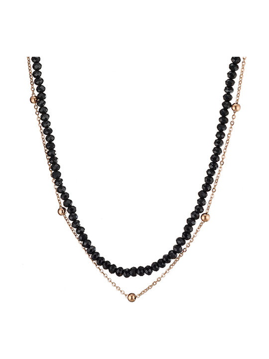 Necklace Double from Pink Gold Plated Steel